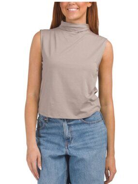 NWT MARLED Essentials Mink Dusk Mock Neck Tank Top Lyocell Cotton Spandex
